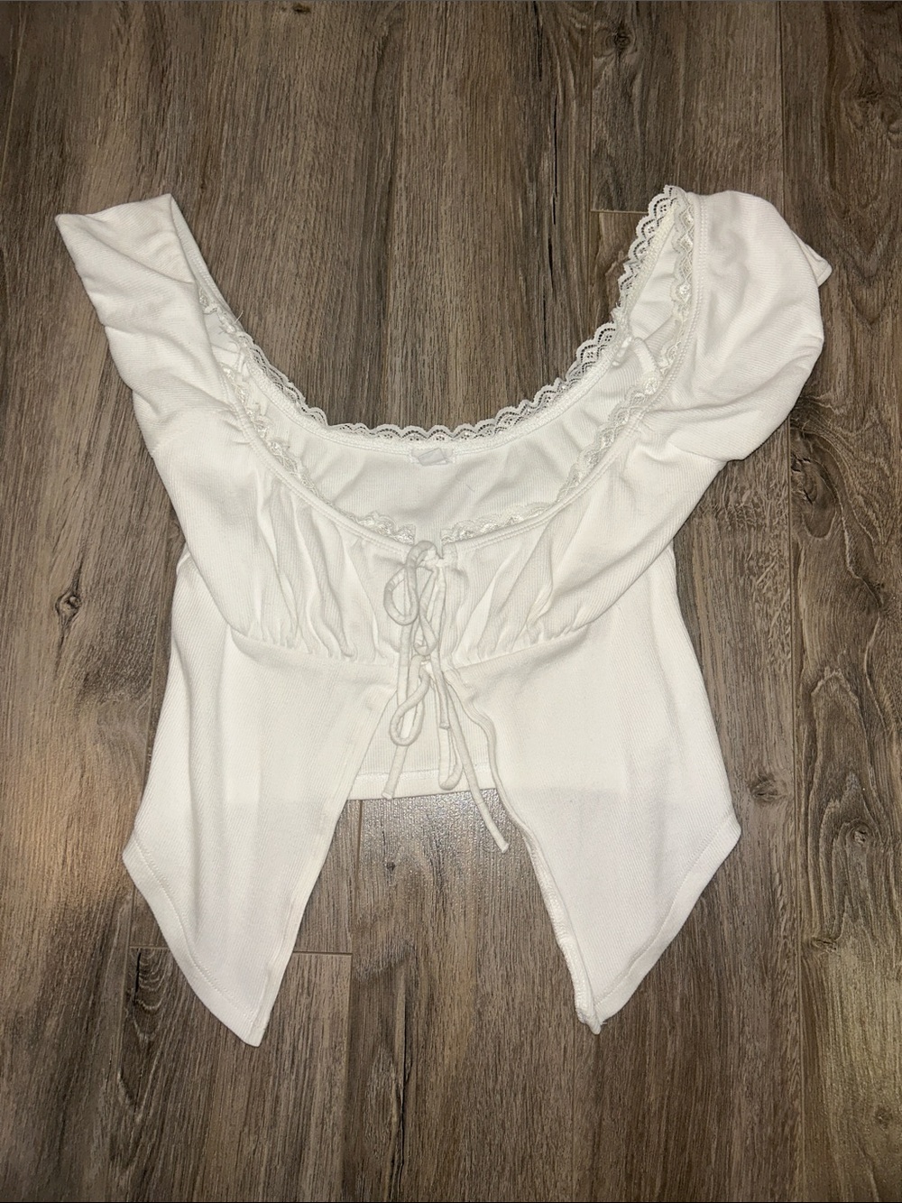 Garage White Lace-Trim Corset-Style Camisole